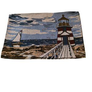 Lighthouse Tapestry Placemats Set of (8) 19" x 12.5" Vintage
